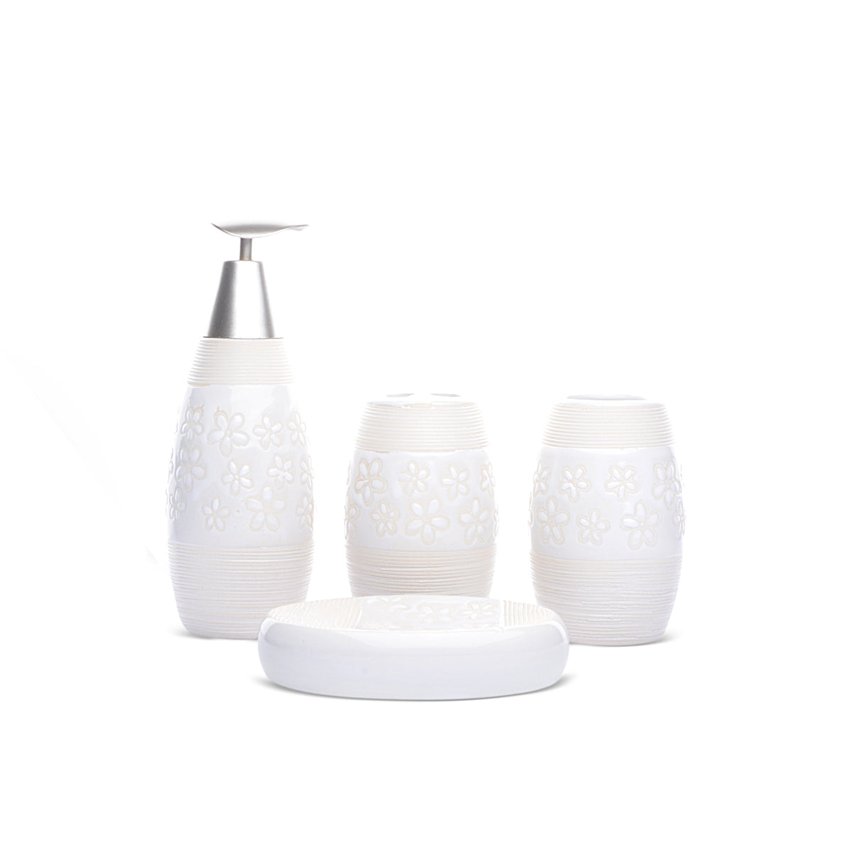 Floral Design Bathroom Set (White)