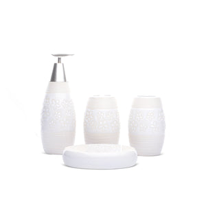 Floral Design Bathroom Set (White)
