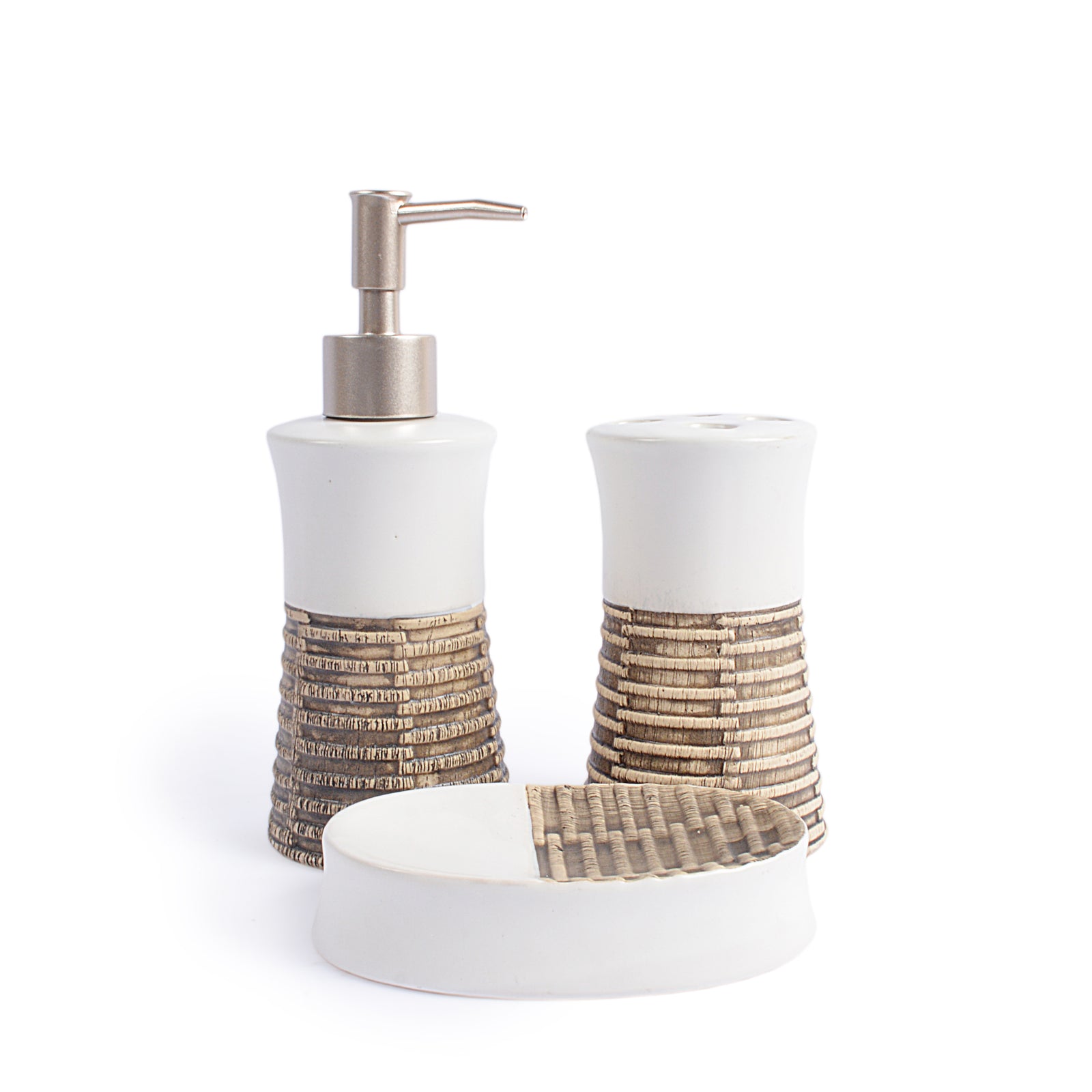 Strap Design Bathroom Set (White)