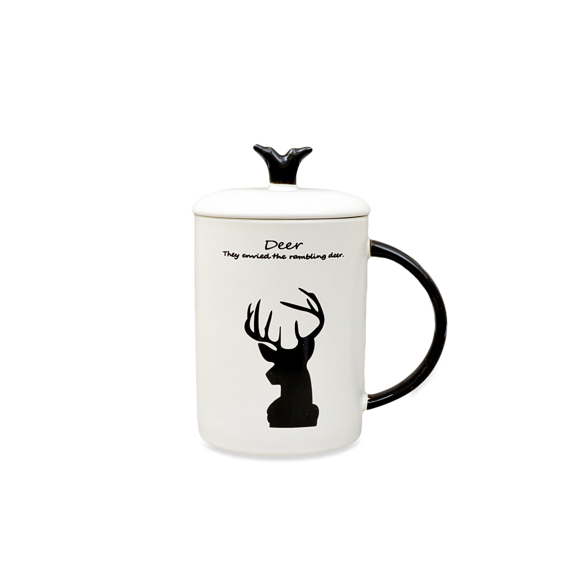 Deer Style Ceramic Mug With Lid
