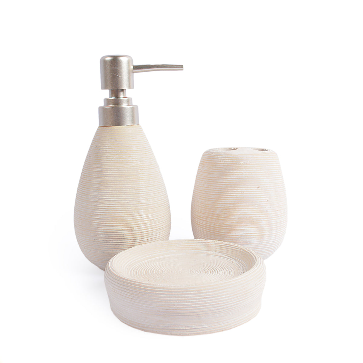 Embossed Lines Detail Bathroom Set (Set of 3)