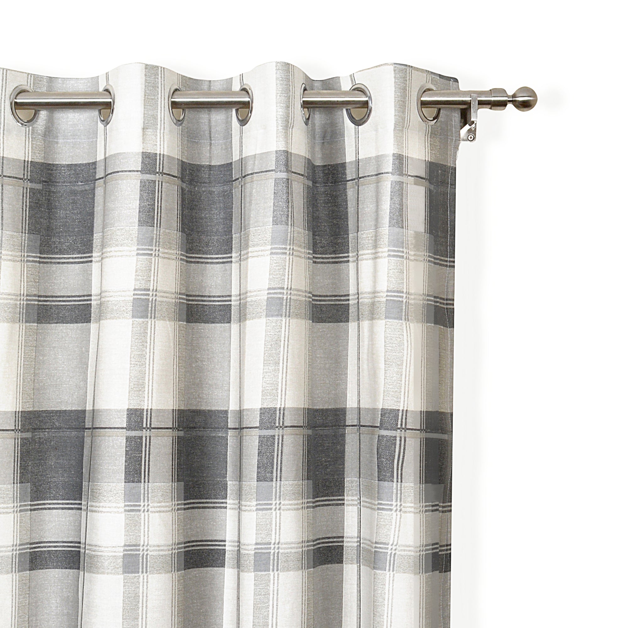 Grey Checked Designed Curtain Panel