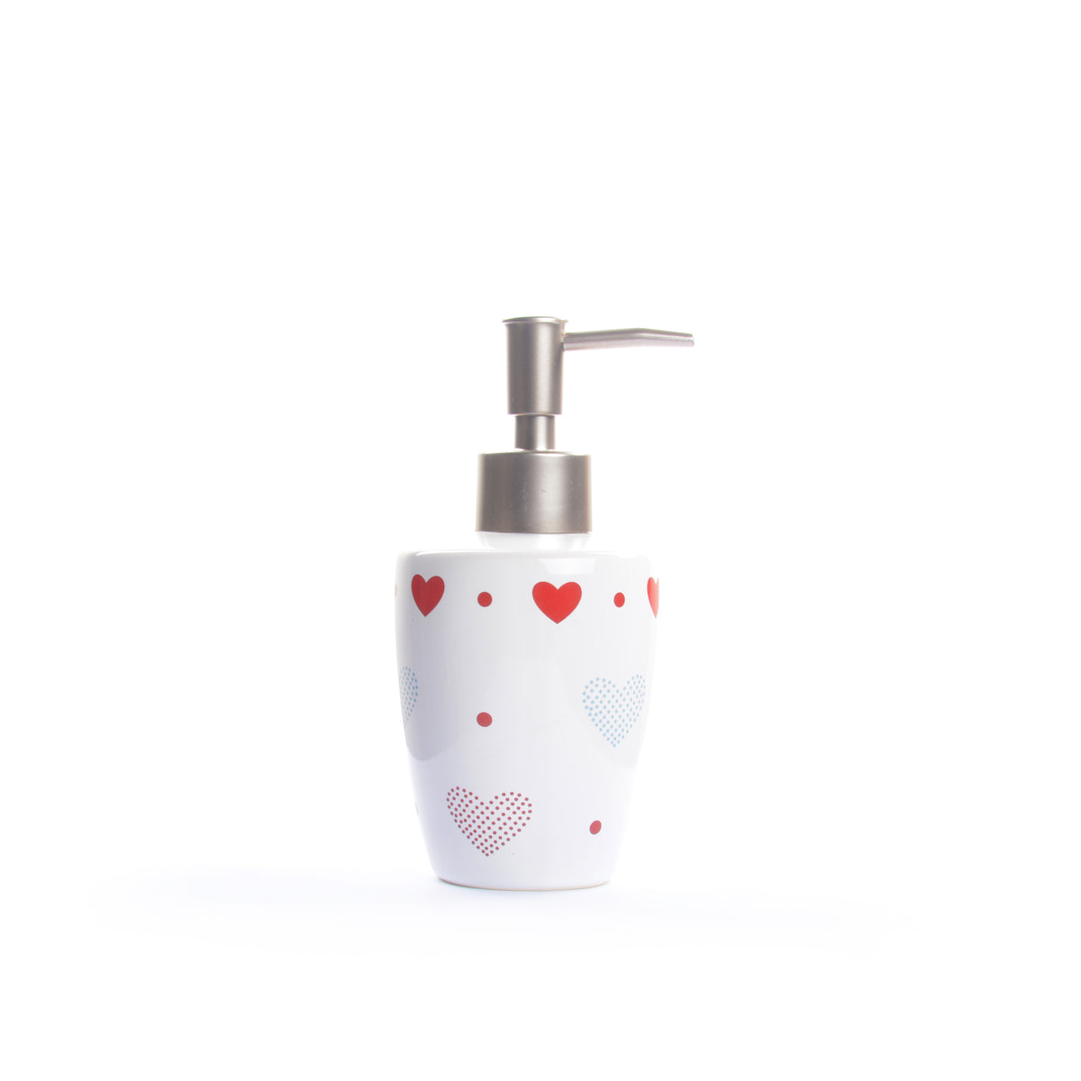 Hearts Printed Ceramic Bathroom Set (5 Pieces)