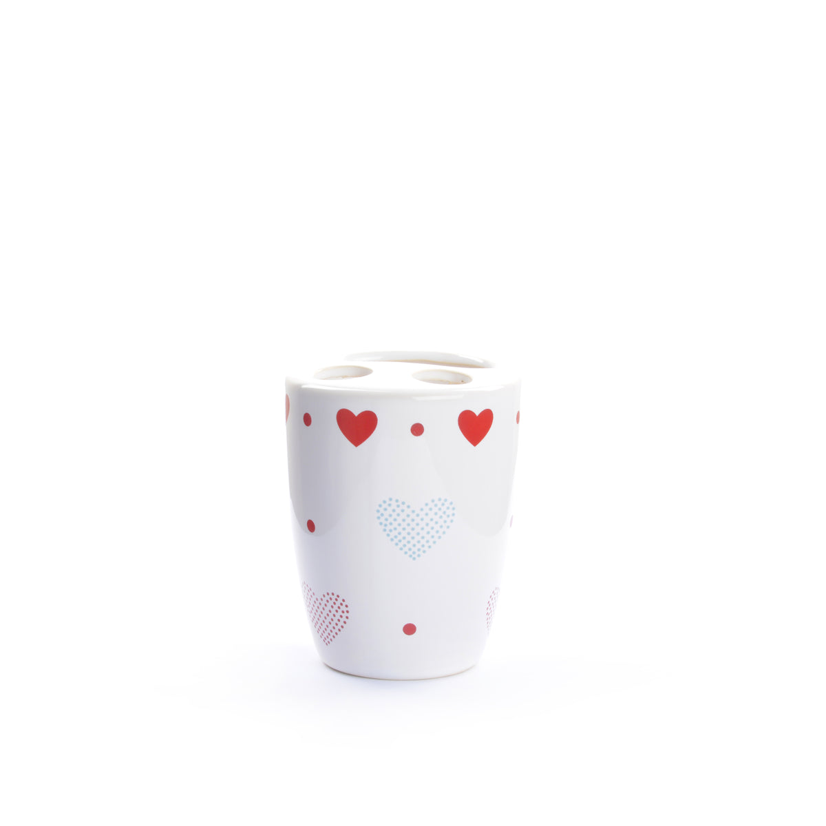 Hearts Printed Ceramic Bathroom Set (5 Pieces)