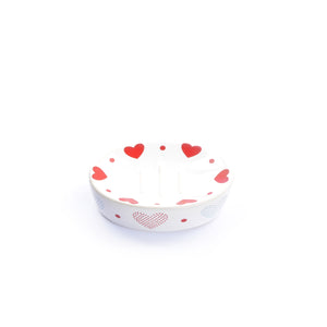 Hearts Printed Ceramic Bathroom Set (5 Pieces)