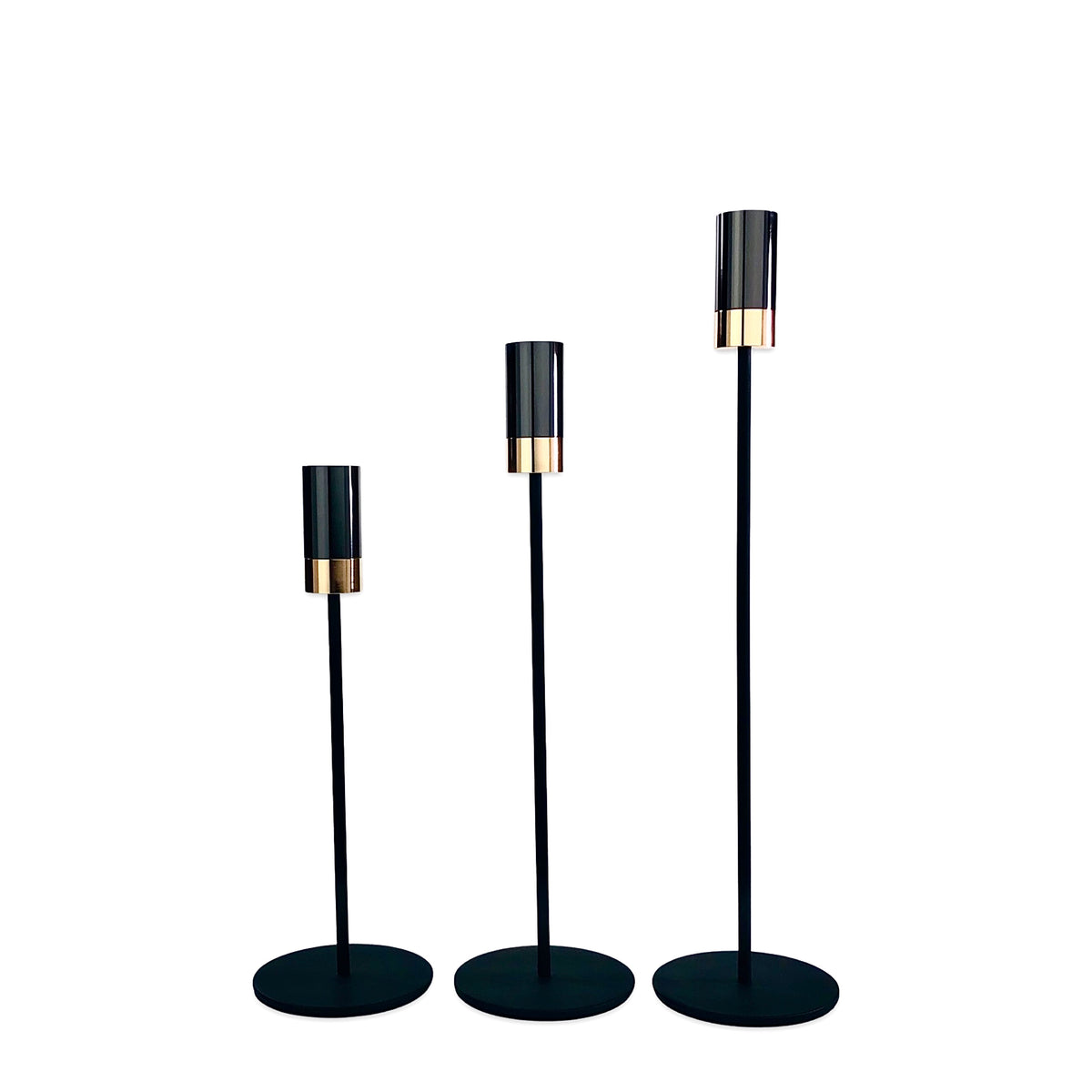 Black & Gold Candle Holder (Set of 3)