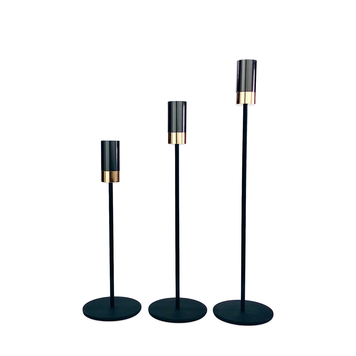 Black & Gold Candle Holder (Set of 3)