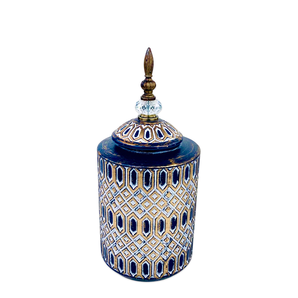 Traditional Blue Ceramic Vase With Lid