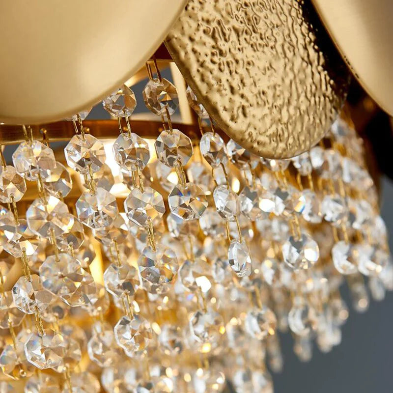 Ovel Hammerd Crystal Beads Chandelier