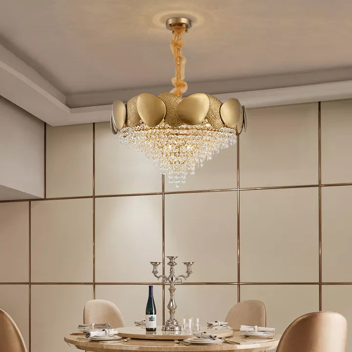 Ovel Hammerd Crystal Beads Chandelier