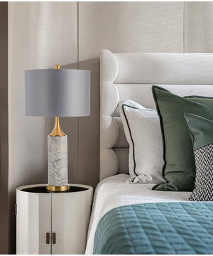 Carlton Swirling Gray Marble Table Lamps