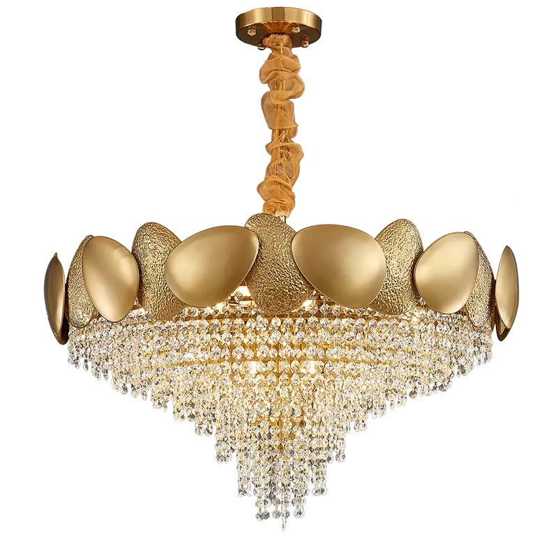 Ovel Hammerd Crystal Beads Chandelier