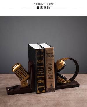 Retro Mic & Headphone Bookends