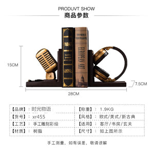 Retro Mic & Headphone Bookends