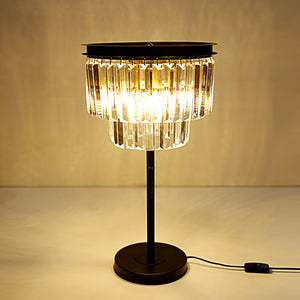Matt Black Crystle Bars Table Lamps