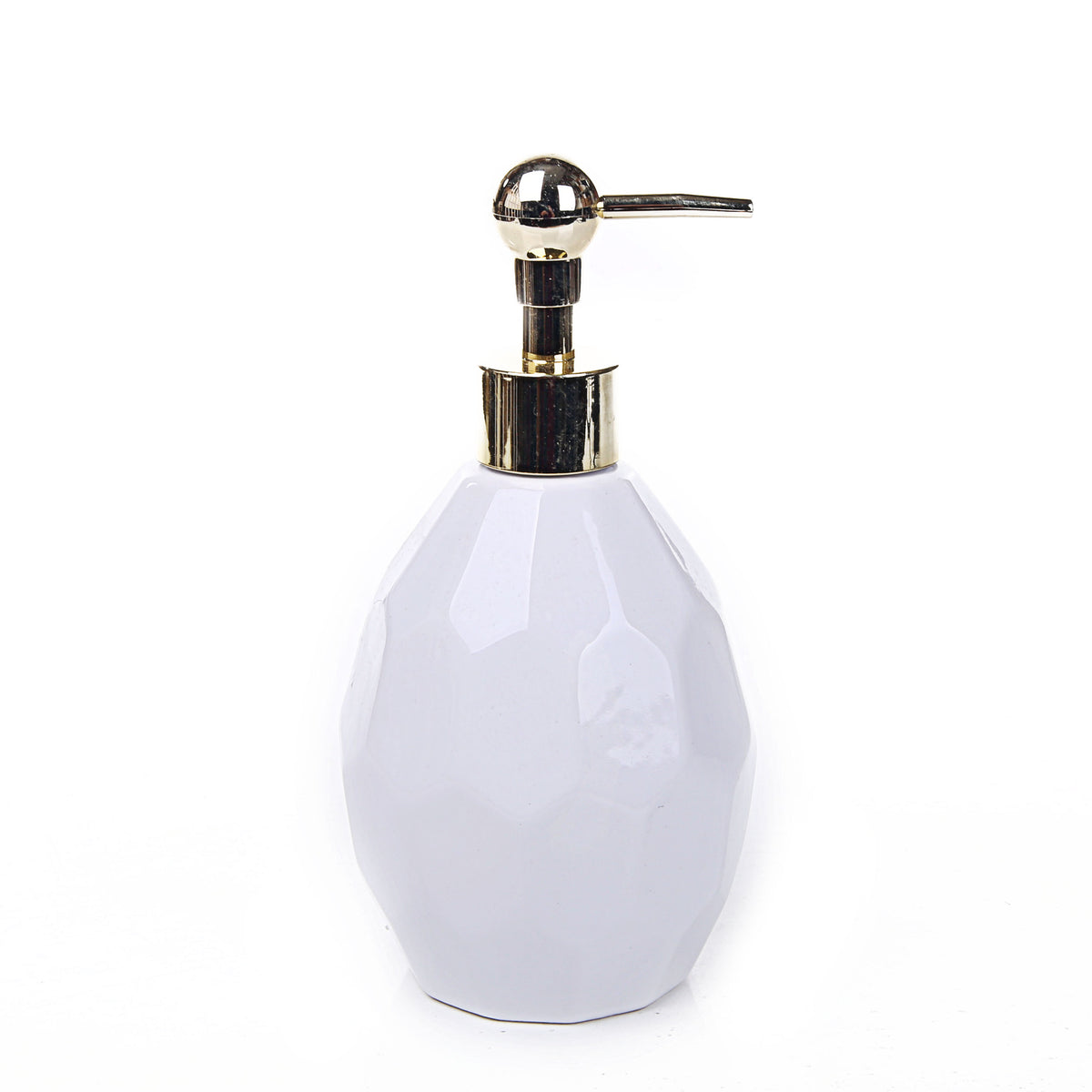 Faceted Glossy Design Bathroom Set (White)