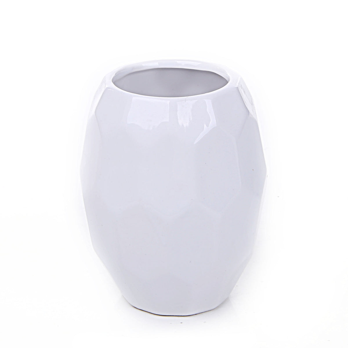 Faceted Glossy Design Bathroom Set (White)