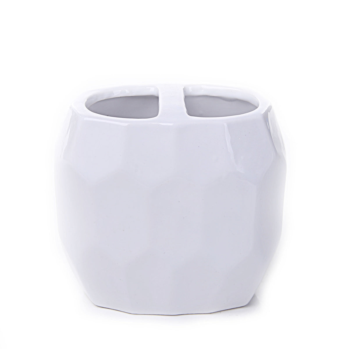 Faceted Glossy Design Bathroom Set (White)