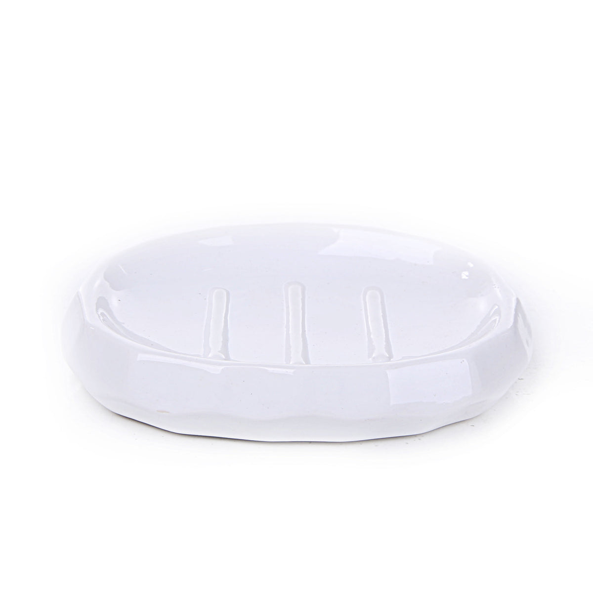 Faceted Glossy Design Bathroom Set (White)