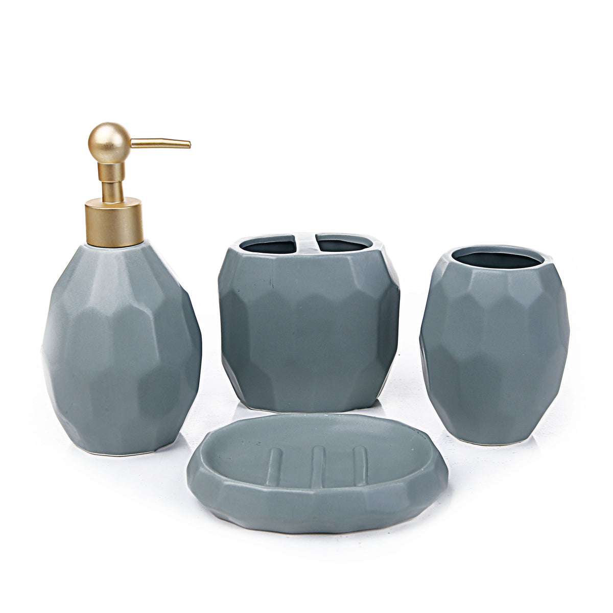 Faceted Matt Design Bathroom Set (Green)
