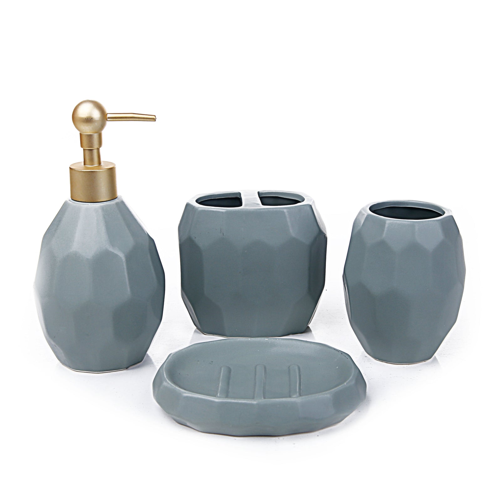 Faceted Matt Design Bathroom Set (Green)