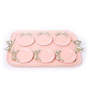 Pink Knot Tray with Coasters