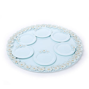 Sun Flower Blue Tray with Coasters