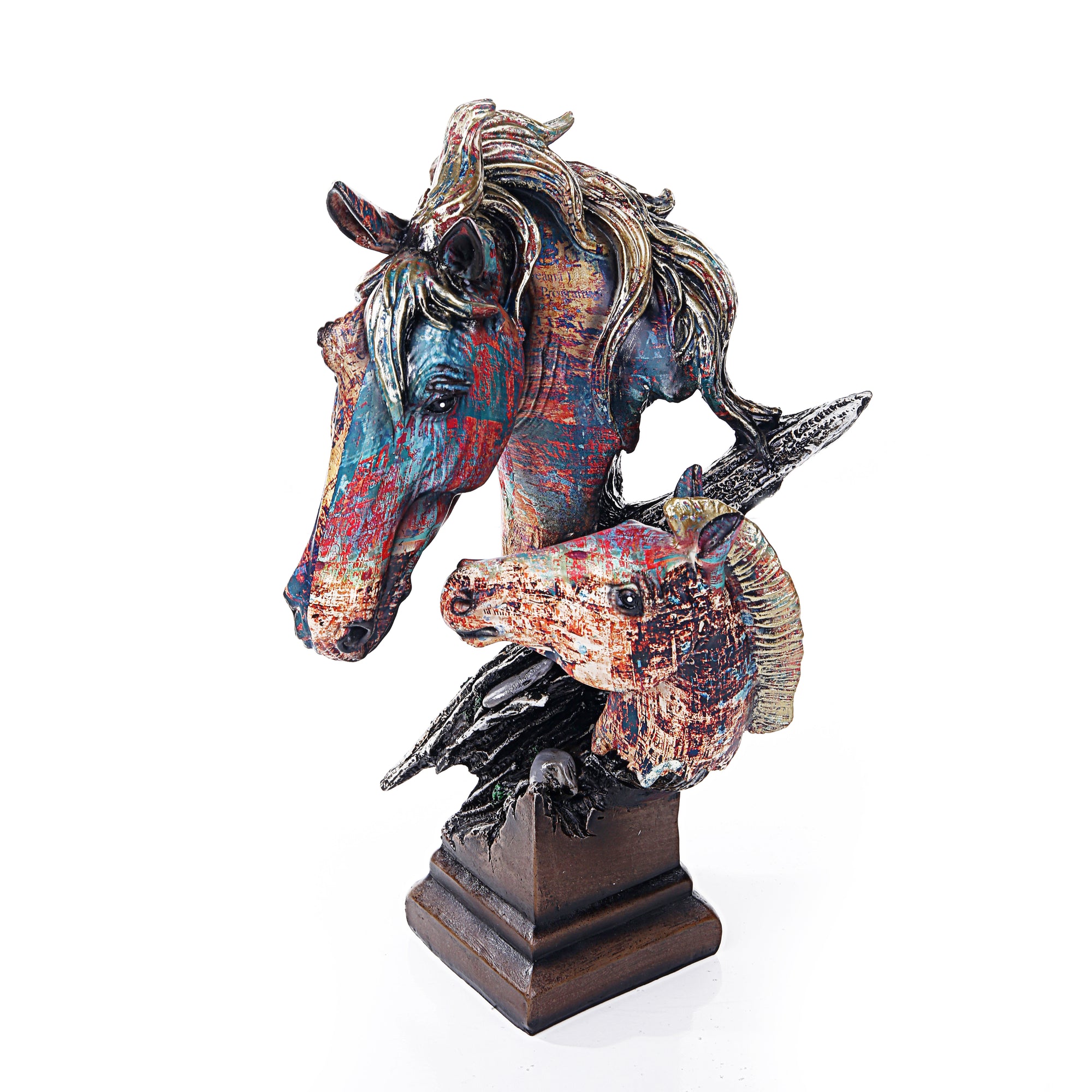 Multi Color Horse With Colt Face Sculpture