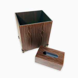 Wooden Basket with Tissue Box (Brown)