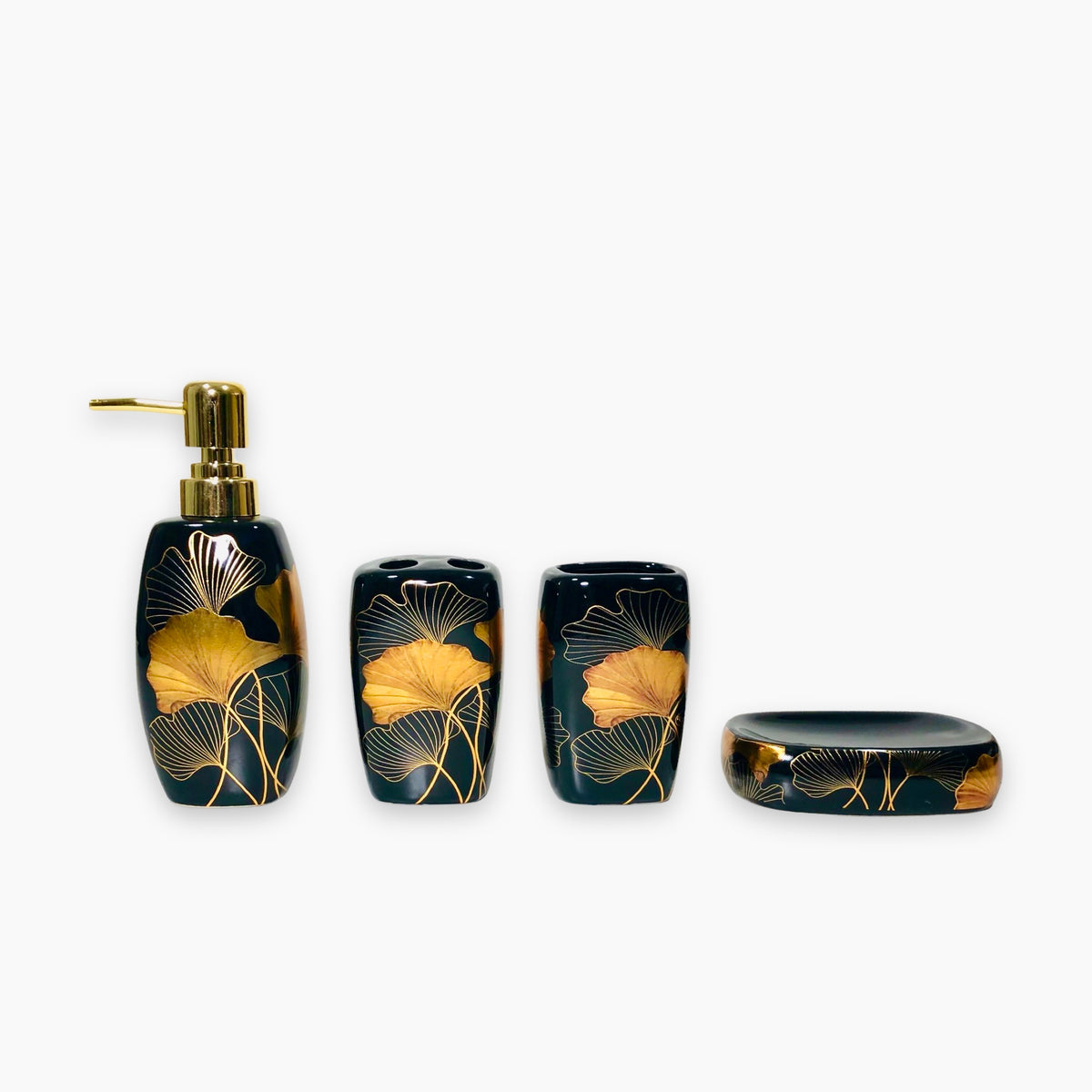 Gold Patel Black Bathroom Set