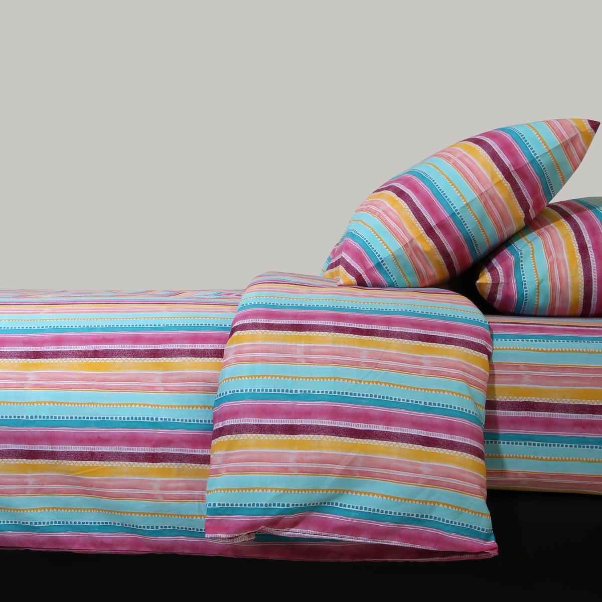 Vibrant Colors Satin Bed-Set (6 Pc)