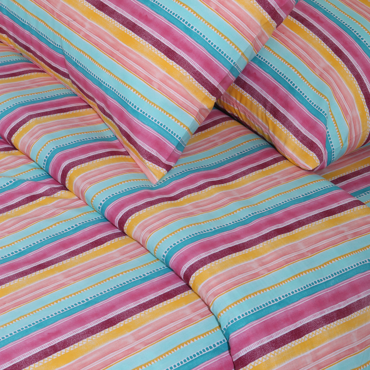 Vibrant Colors Satin Bed-Set (6 Pc)