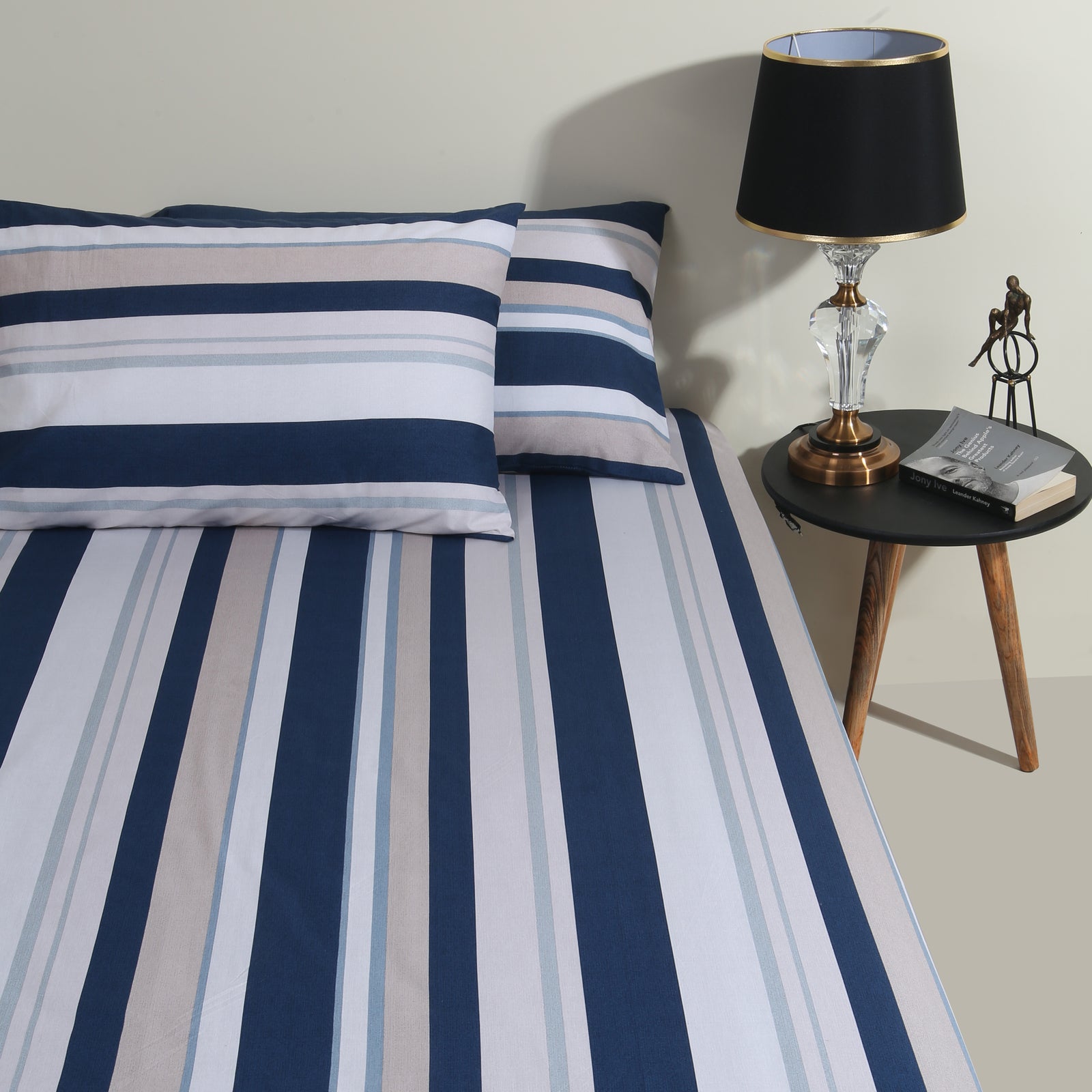 Blue-White Straps Percale BedSheet