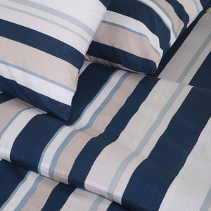 Blue-White Straps Percale BedSheet