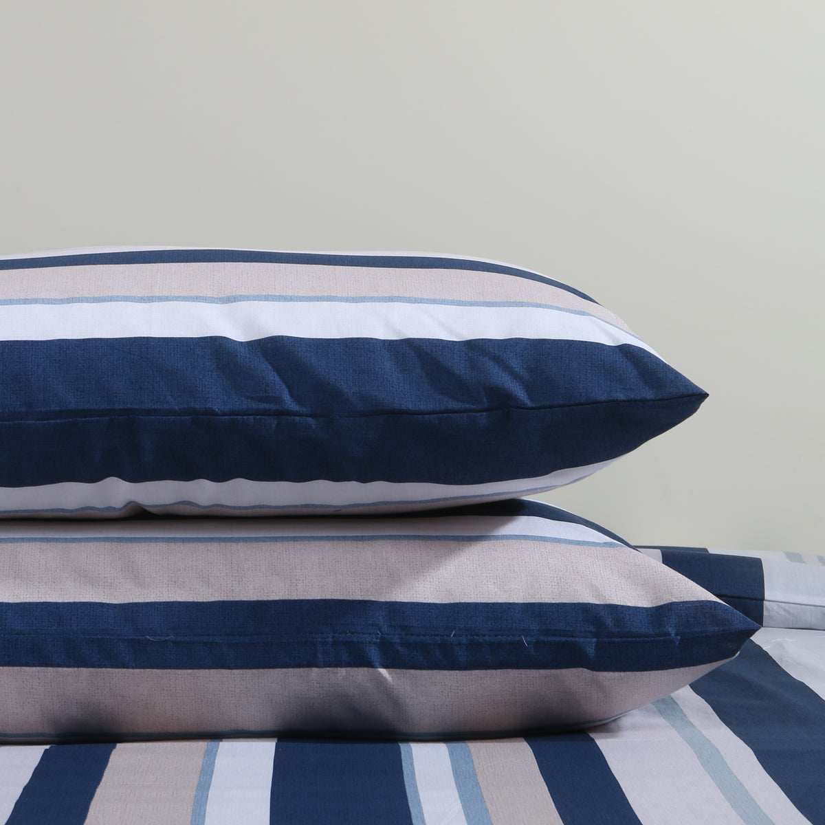 Blue-White Straps Percale BedSheet