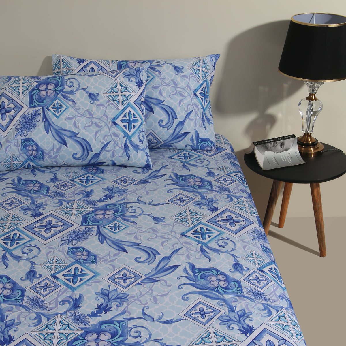 Floral Blue Percale Bedsheet