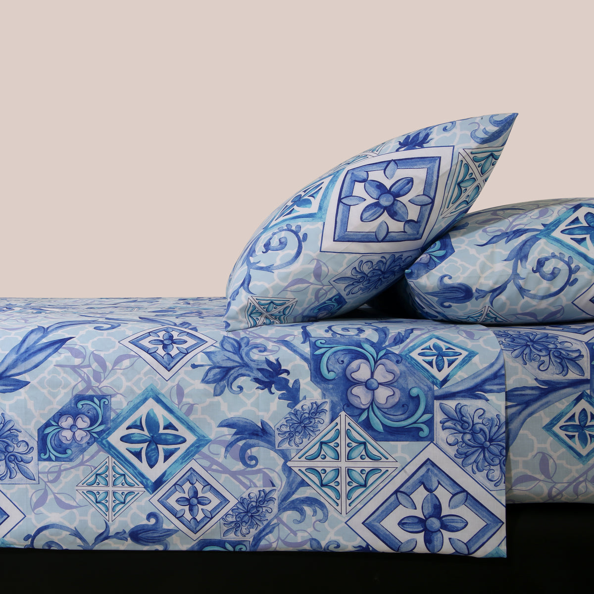 Floral Blue Percale Bedsheet