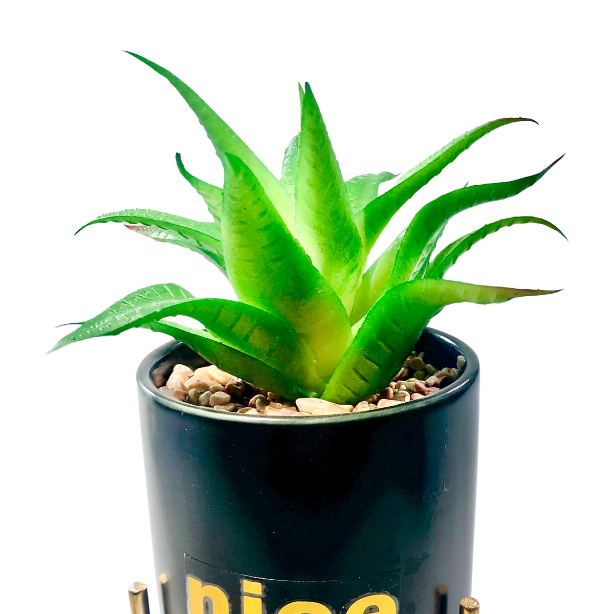 Black And White Cylindrical  Pot Planter with Golden Stand