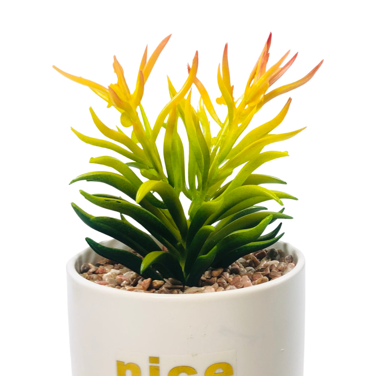 Black And White Cylindrical  Pot Planter with Golden Stand