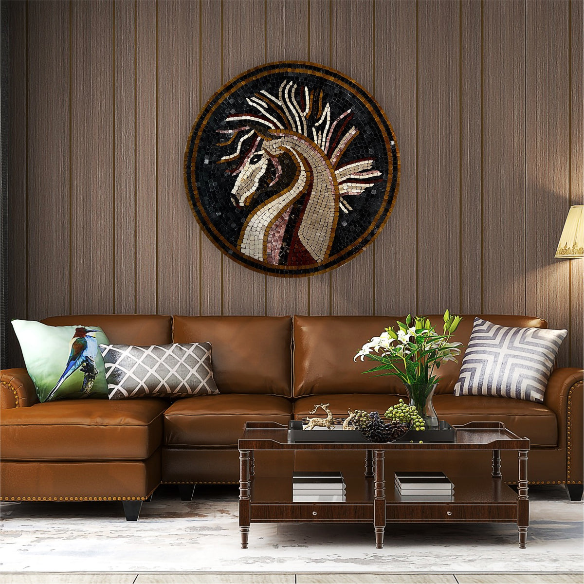 ANDALUSIAN HORSE STONED WALL MOSAICS (24" INCHES)