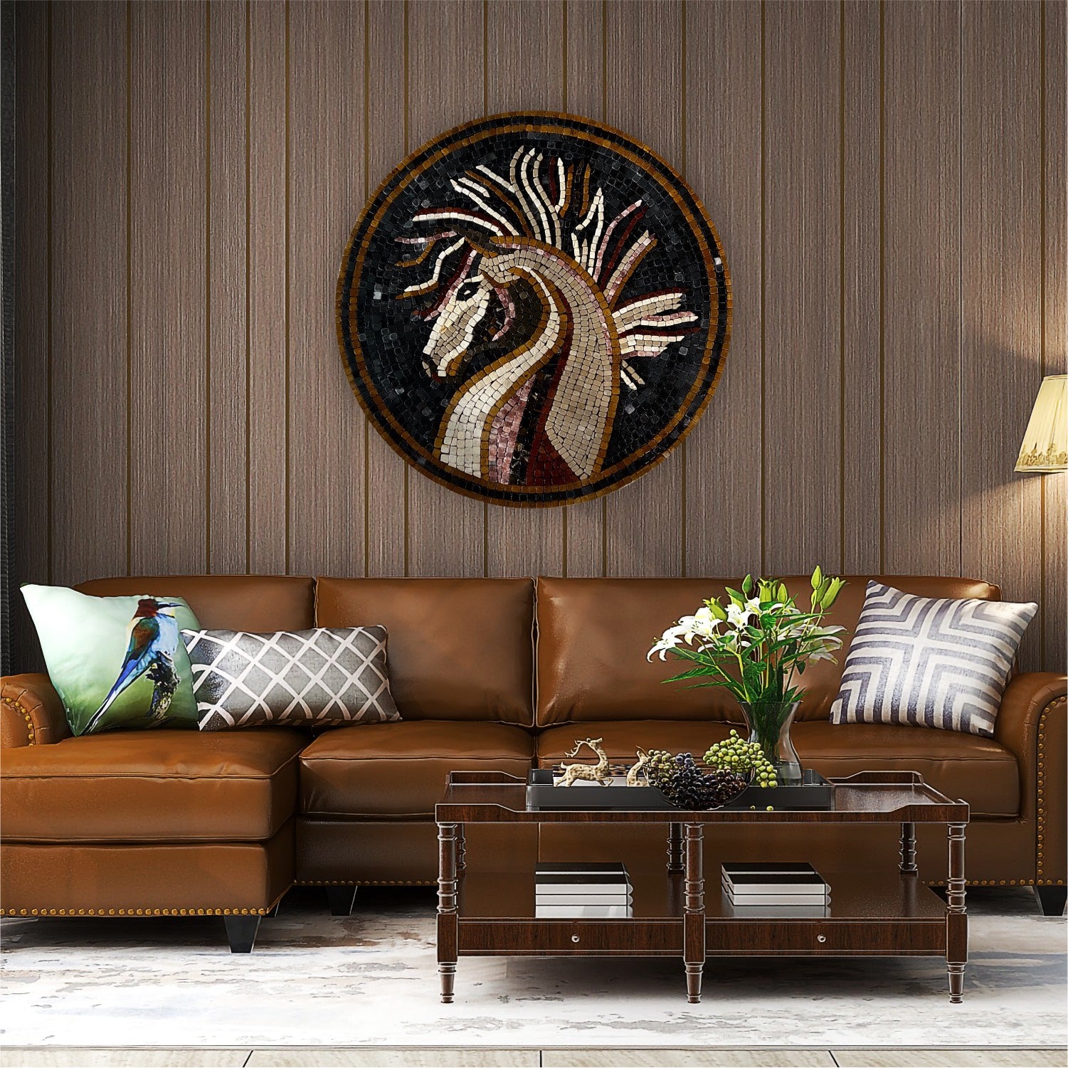 ANDALUSIAN HORSE STONED WALL MOSAICS (24" INCHES)