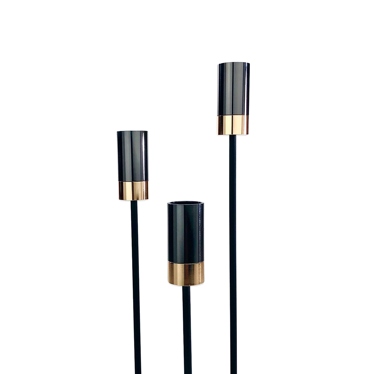 Black & Gold Candle Holder (Set of 3)