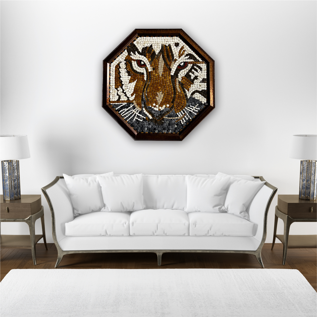 Sumatran Tiger Stoned Wall Mosaics (24" inches)