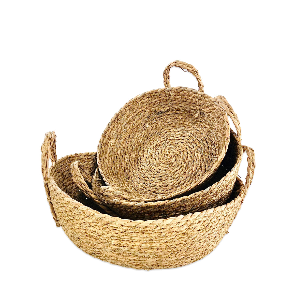 Sea Grass Basket With Handle (Set Of 3)