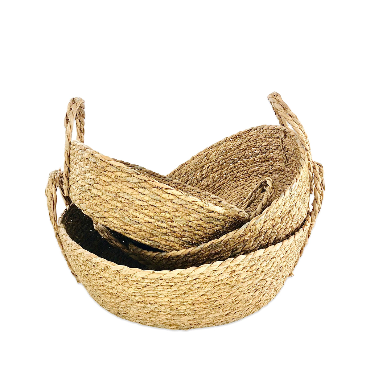 Sea Grass Basket With Handle (Set Of 3)