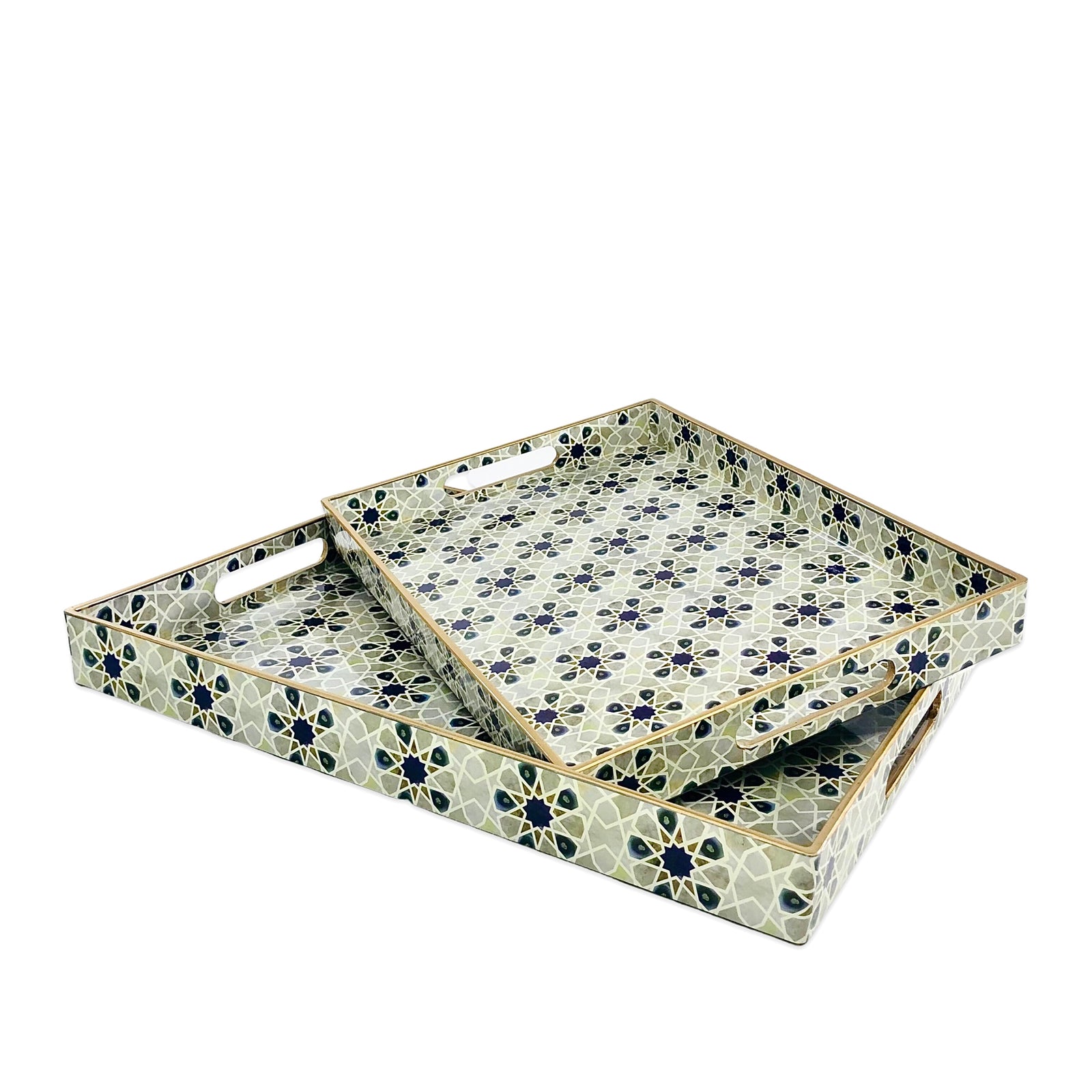 Floral Rectangular Tray (Set of 2)