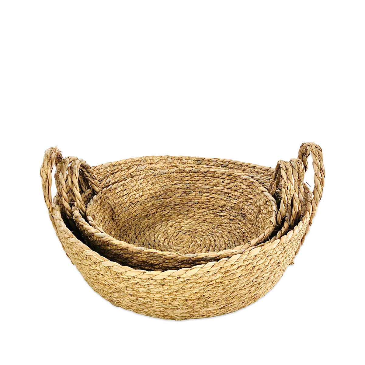 Sea Grass Basket With Handle (Set Of 3)