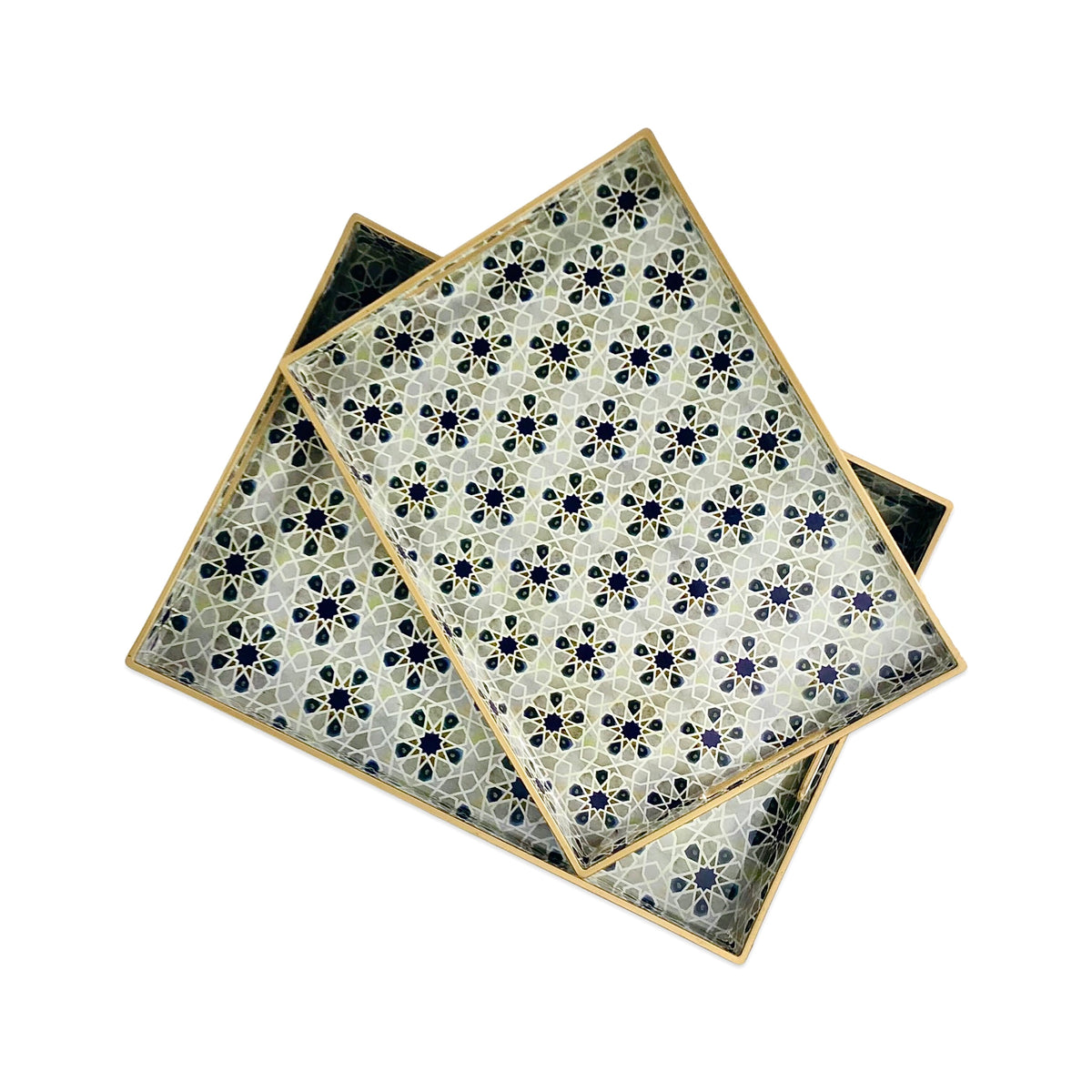 Floral Rectangular Tray (Set of 2)