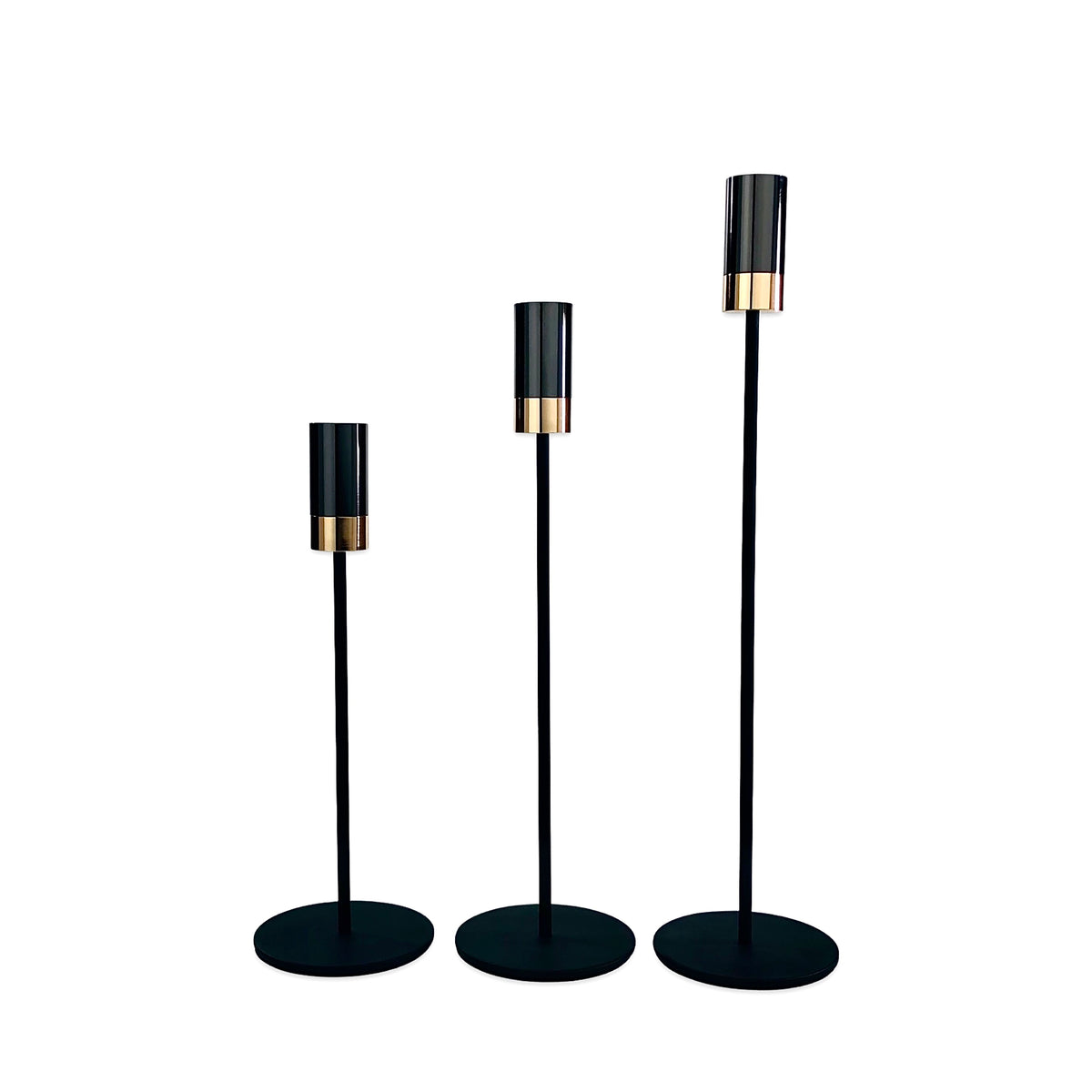 Black & Gold Candle Holder (Set of 3)
