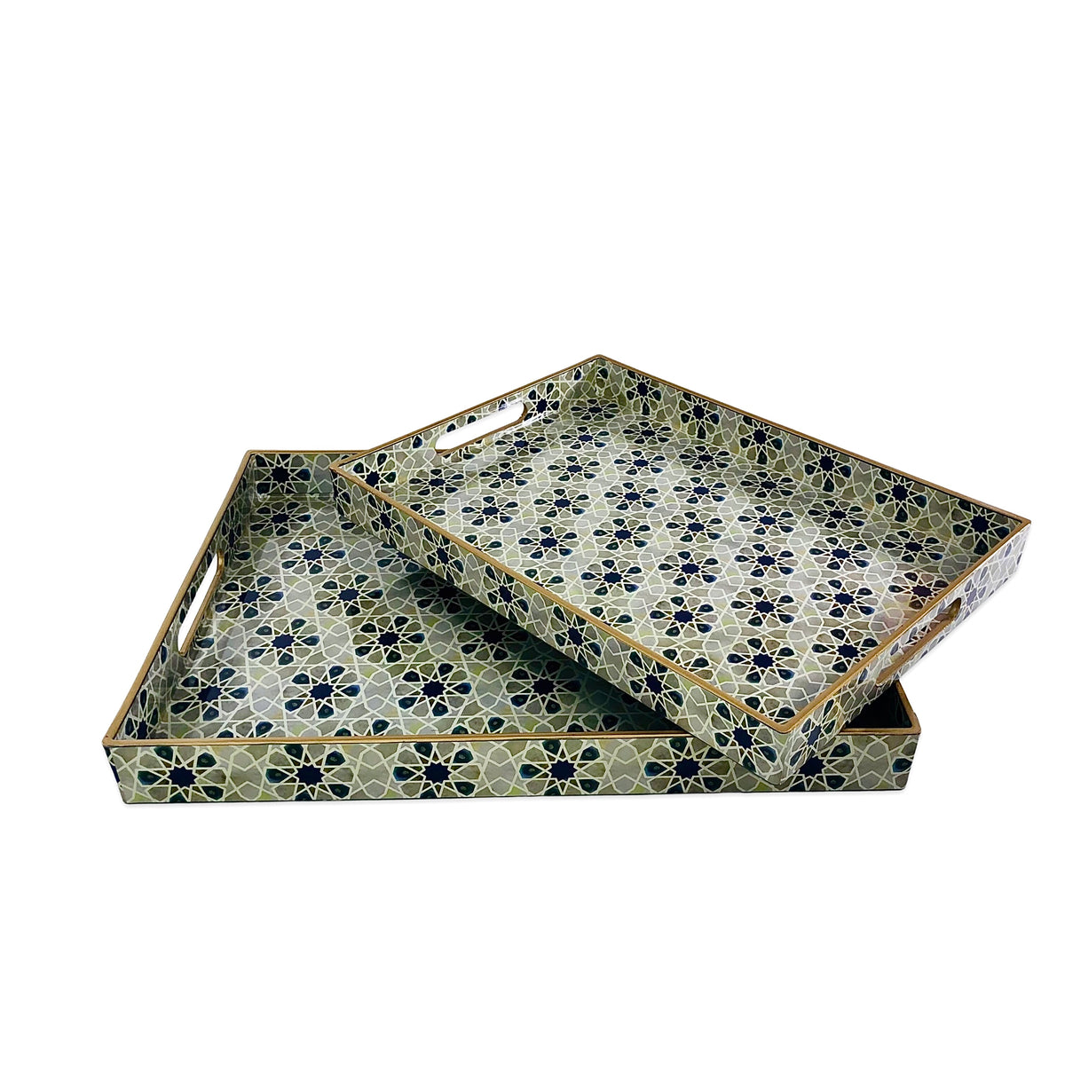 Floral Rectangular Tray (Set of 2)